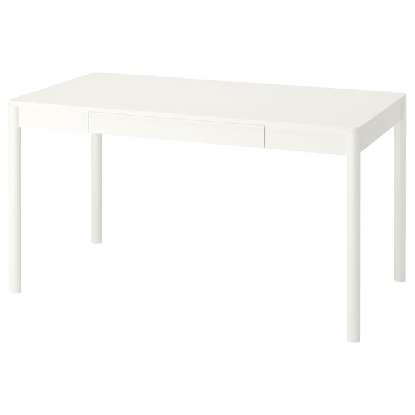 TONSTAD white desk: sleek, rectangular, minimalist design with one drawer, perfect for compact spaces.