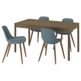 TONSTAD / GRÖNSTA Table and 4 chairs, brown oak veneer/grey-turquoise, 150x80 cm