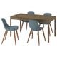 TONSTAD / GRÖNSTA Table and 4 chairs, brown oak veneer/grey-turquoise, 150x80 cm