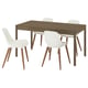TONSTAD / GRÖNSTA Table and 4 chairs, brown oak veneer/white, 150x80 cm
