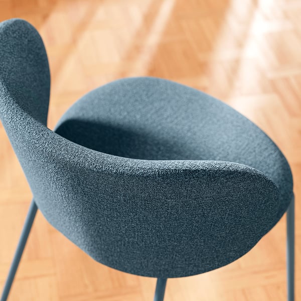 TONSTAD / KRYLBO Table and 6 chairs, brown stained oak veneer/Axvall blue, 200x85 cm