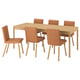 Option: TONSTAD / TONSTAD Table and 6 chairs, oak veneer/Bomstad golden brown oak effect, 200x85 cm