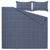 TORNTUSS Duvet cover and 2 pillowcases, dark blue/check, 240x220/50x60 cm