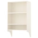Option: Ikea tornvik white wooden bookcase, three open shelves, curved legs.