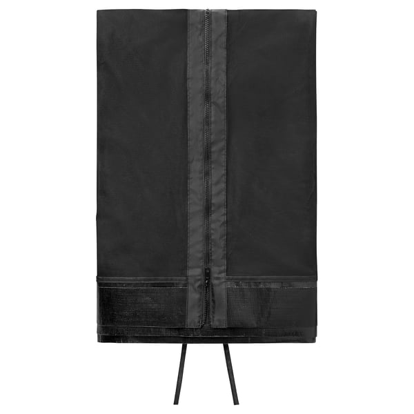TORPÖN black insect net for parasols, mesh fabric with zipper, stands on three legs.