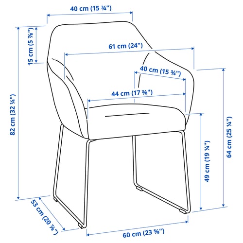 Illustration with measurements for the product: TOSSBERG.
