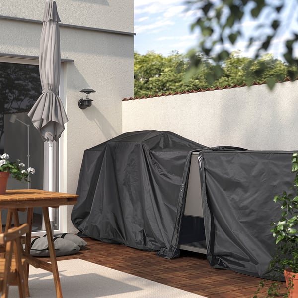 TOSTERÖ Connectable cover f outdoor frntr, black, 283x300 cm