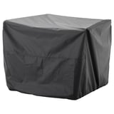 A gray, square-shaped outdoor furniture cover made of waterproof polyester, designed to protect patio furniture from rain, sun, dirt, and dust.