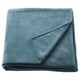 Folded blue TRATTVIVA recycled polyester fleece blanket, soft & warm.