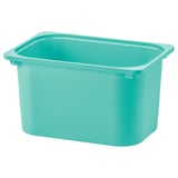 A TROFAST storage box, turquoise, rectangular, made of plastic.