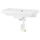 White rectangular wall-mounted sink, minimalist design.