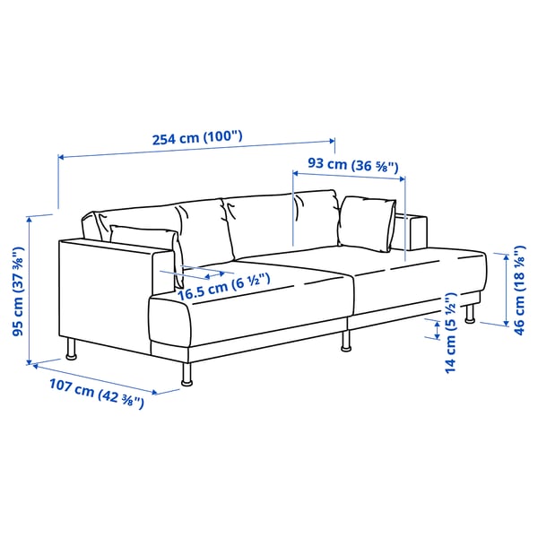 UPPÅKRA 3-seat modular sofa, Axvall dark grey-blue