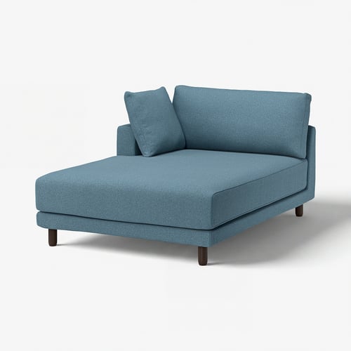 UPPÅKRA Chaise longue module, with armrest left/Axvall dark grey-blue
