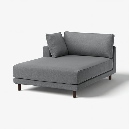 UPPÅKRA Chaise longue module, with armrest left/Johanneshov dark grey