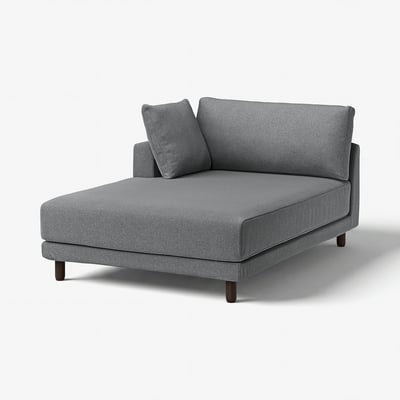 UPPÅKRA Chaise longue module, with armrest left/Johanneshov dark grey