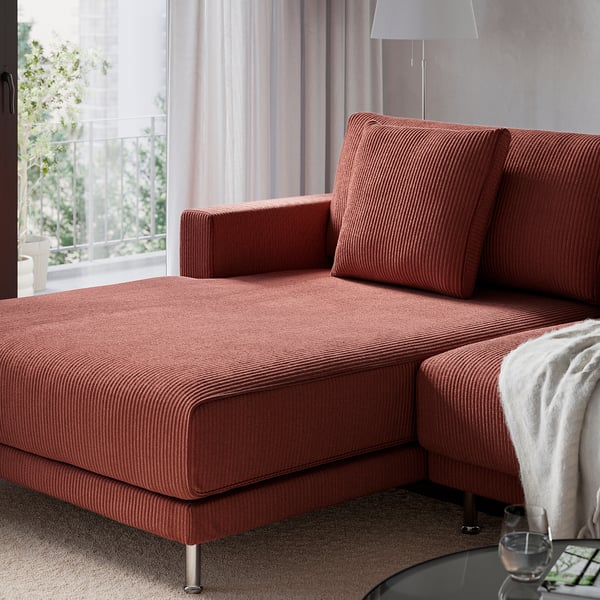 UPPÅKRA Chaise longue module, with armrest left/Samsala brown-red