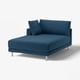 Modern blue UPPÅKRA sofa, sleek design with chrome legs.