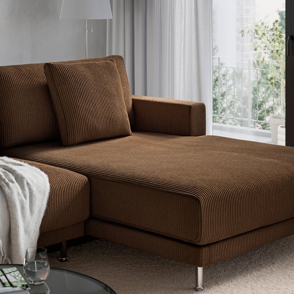 UPPÅKRA Chaise longue module, with armrest right/Samsala dark brown