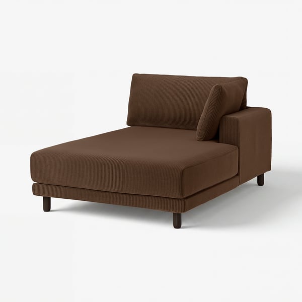 UPPÅKRA Chaise longue module, with armrest right/Samsala dark brown