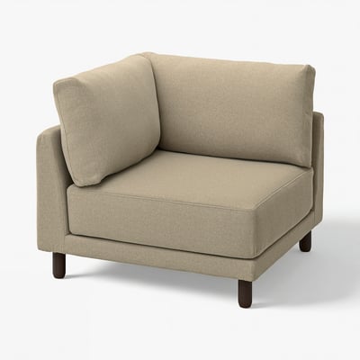 Comfy beige UPPÅKRA corner sofa, rectangular, soft fabric.