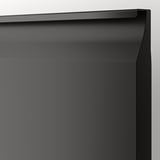 Close-up of sleek, modern kitchen cabinet in matte black with smooth finish and subtle handle.