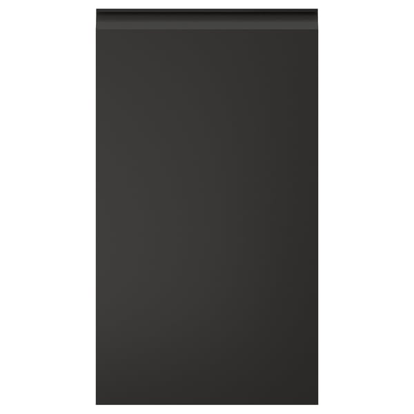 UPPLÖV black kitchen cabinets, sleek modern design with integrated handles, matt finish.