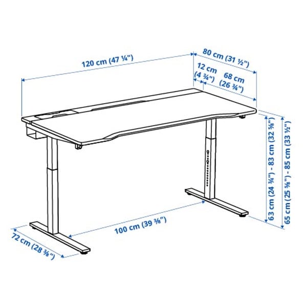 Illustration with measurements for the product: UTMANING.