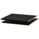 Two black rectangular UTRUSTA shelves stacked, smooth and sleek design, durable melamine surface.