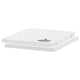 A white UTRUSTA shelf set with melamine foil; its square-shaped and 18mm thick.