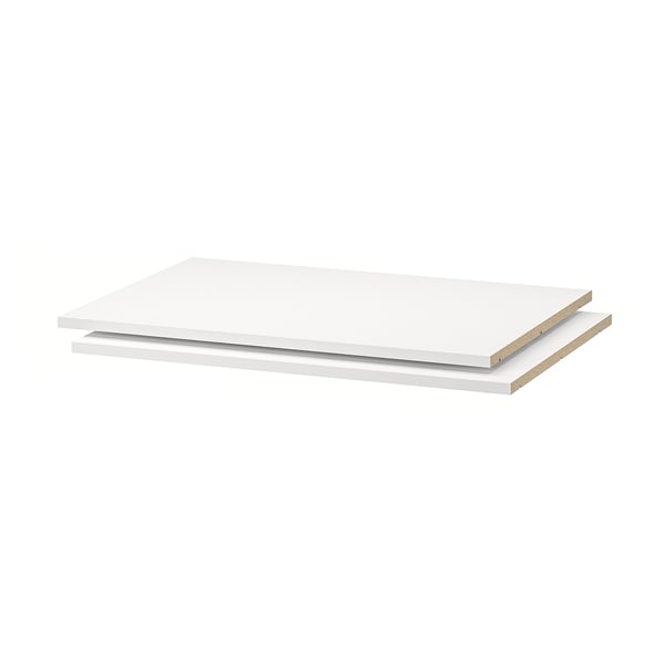 UTRUSTA shelves: white, rectangular, melamine with durable particleboard, 18mm thick.