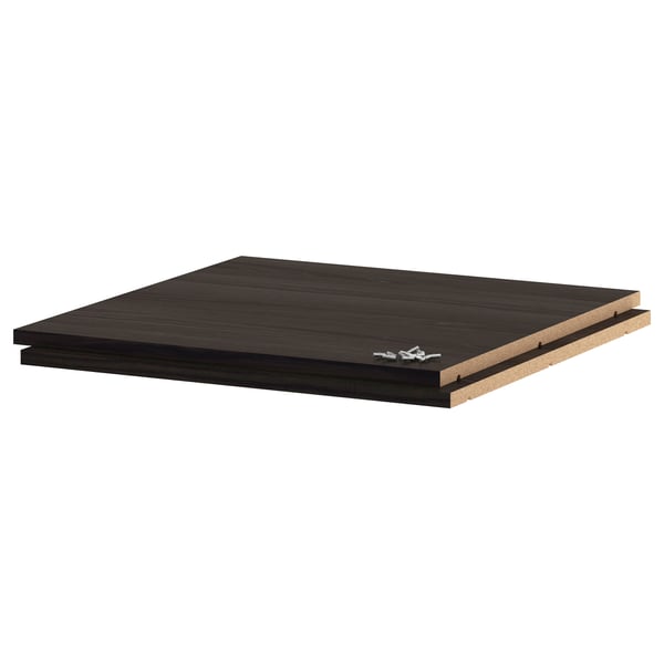 UTRUSTA dark shelf, melamine, 18 mm thick, rectangular, sturdy.