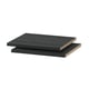 Black UTRUSTA shelf, thick melamine, clean, square, sturdy.