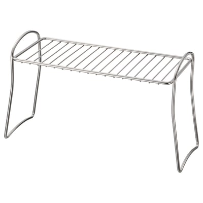 Stainless steel drying rack, sturdy wire frame.