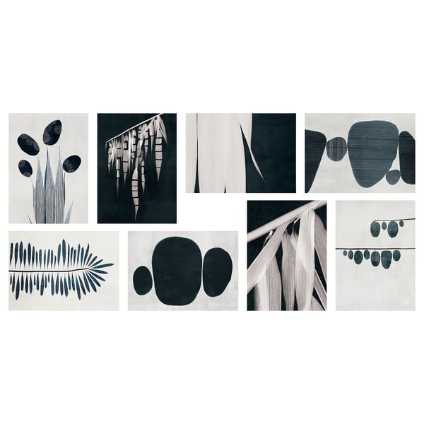 Abstract art cards by ian winstanley for vaxbo, arranged in two neat rows.