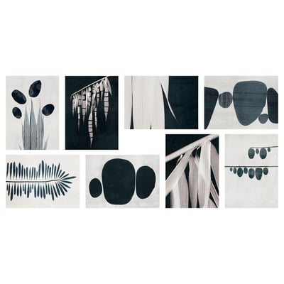 Abstract art cards by ian winstanley for vaxbo, arranged in two neat rows.