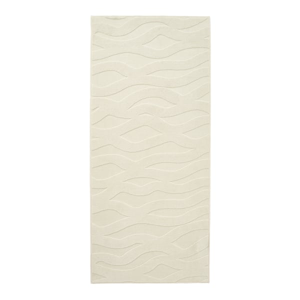 VÄXELFEL Rug, low pile, off-white, 80x180 cm