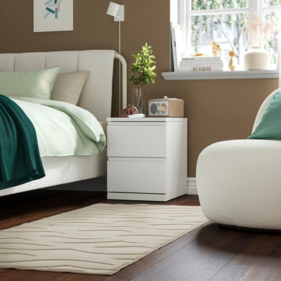 VÄXELFEL Rug, low pile, off-white, 80x180 cm