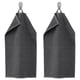 Two dark gray VÅGSJÖN towels hang side by side, featuring a striped design with a solid terry texture. Made of 100% cotton.