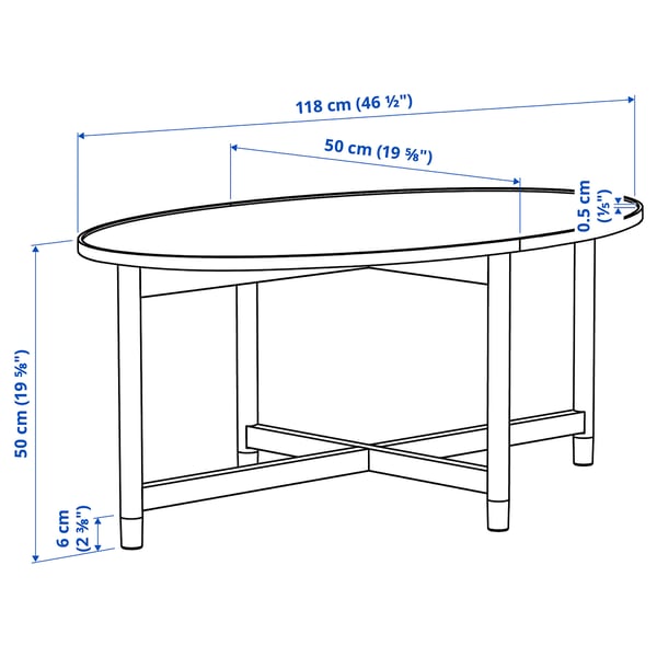 VALNÄS Coffee table, oak veneer, 118x50 cm