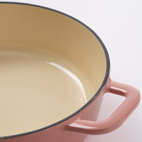 VARDAGEN Pot with lid, enamelled cast iron light pink, 2.5 l