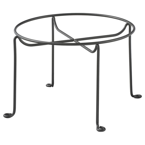 Black VARDAGEN stand, metal with curved legs, for jar with tap.