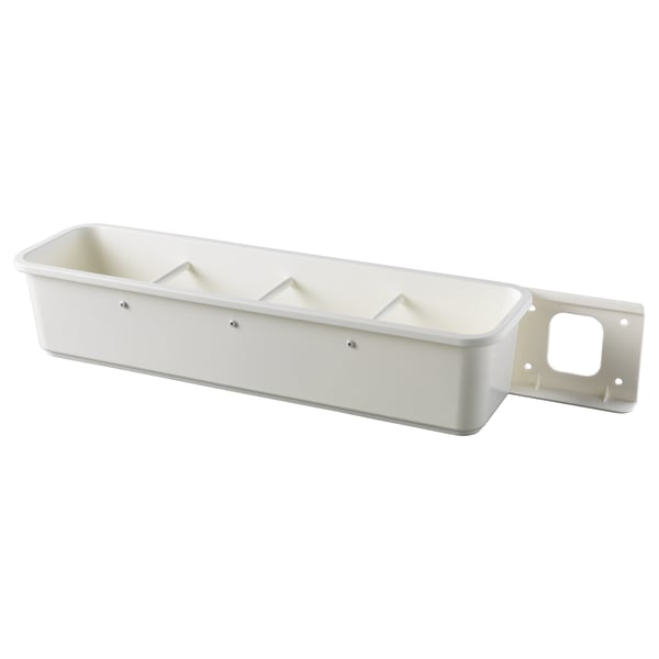 VARIERA white plastic wall-mountable pull-out container, rectangular shape with divisions, for organizing small items like sponges.