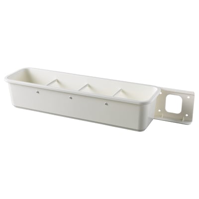 VARIERA white plastic wall-mountable pull-out container, rectangular shape with divisions, for organizing small items like sponges.