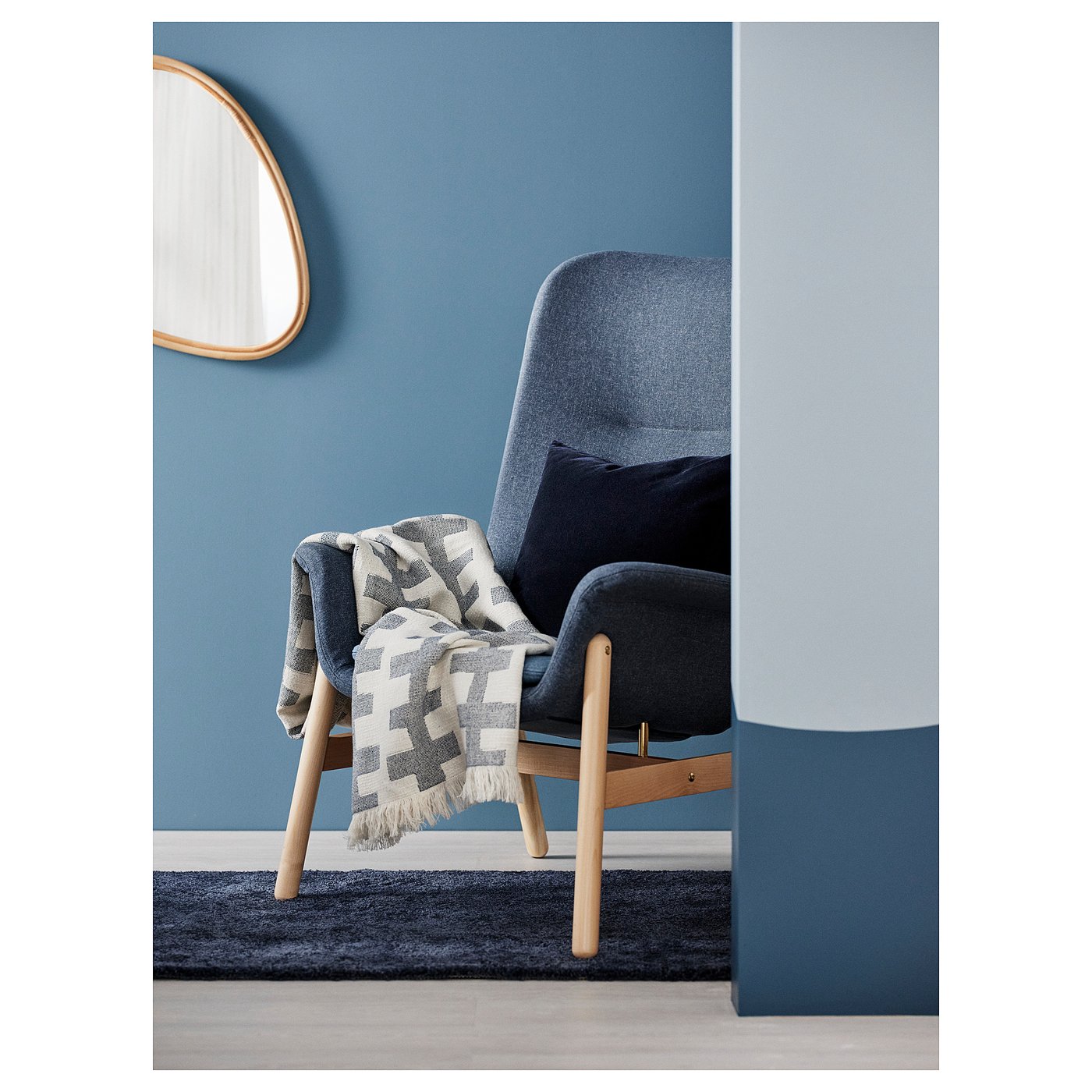 VEDBO high-back armchair, Gunnared blue - IKEA Sweden