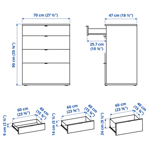 Illustration with measurements for the product: VIHALS.