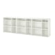 Option: VIHALS white storage set, clean modern design, rectangular, multiple open shelves, sturdy particleboard, aligns units.