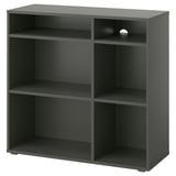 Black VIHALS cube storage with open shelves, four sections for organizing.
