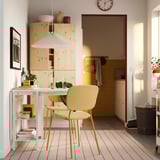 VIHALS / VIHALS Table and 2 chairs, gateleg table white/yellow Tibbleby yellow, 39/95/151x90 cm