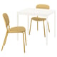 VIHALS / VIHALS Table and 2 chairs, white/yellow Tibbleby yellow, 84/120x74 cm