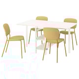 VIHALS / VIHALS Table and 4 chairs, gateleg table white/yellow Tibbleby yellow, 39/95/151x90 cm